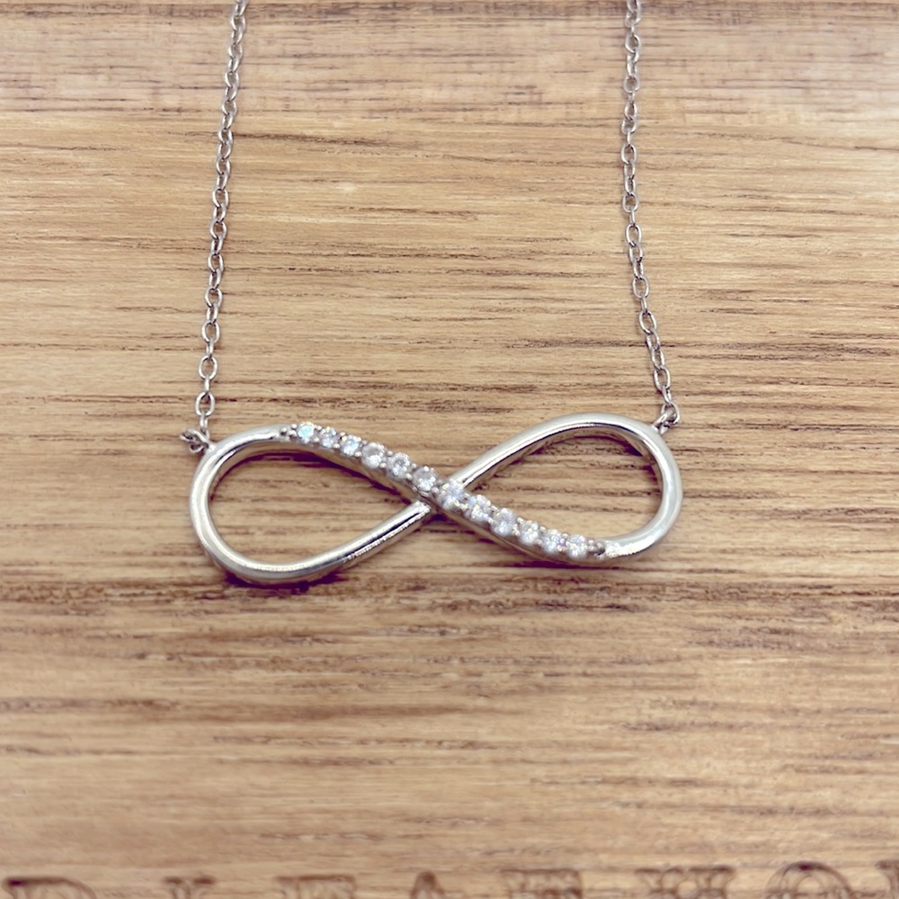 Sterling Silver Infinity Love Necklace with Sparkling Cubic Zirconia
